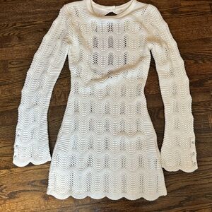 The Couture Club Crochet Mini White Dress, Size L